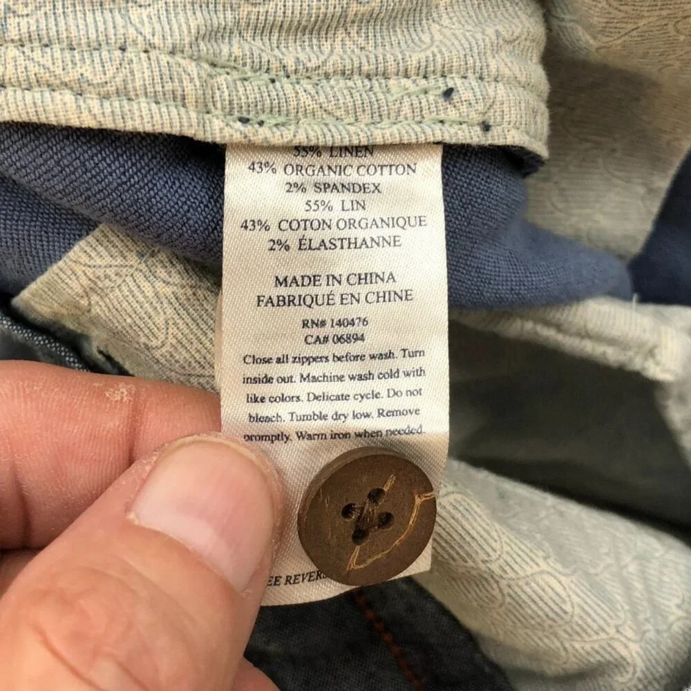 Faherty Mens Shorts Size 40 Chino Casual Linen Blend Relaxed Drawcord Blue